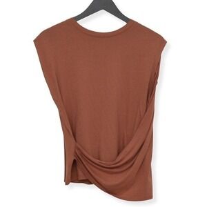 A New Day Tee Shirt Womens Large Brown Chic Assymetrical Sleeveless Tank Top